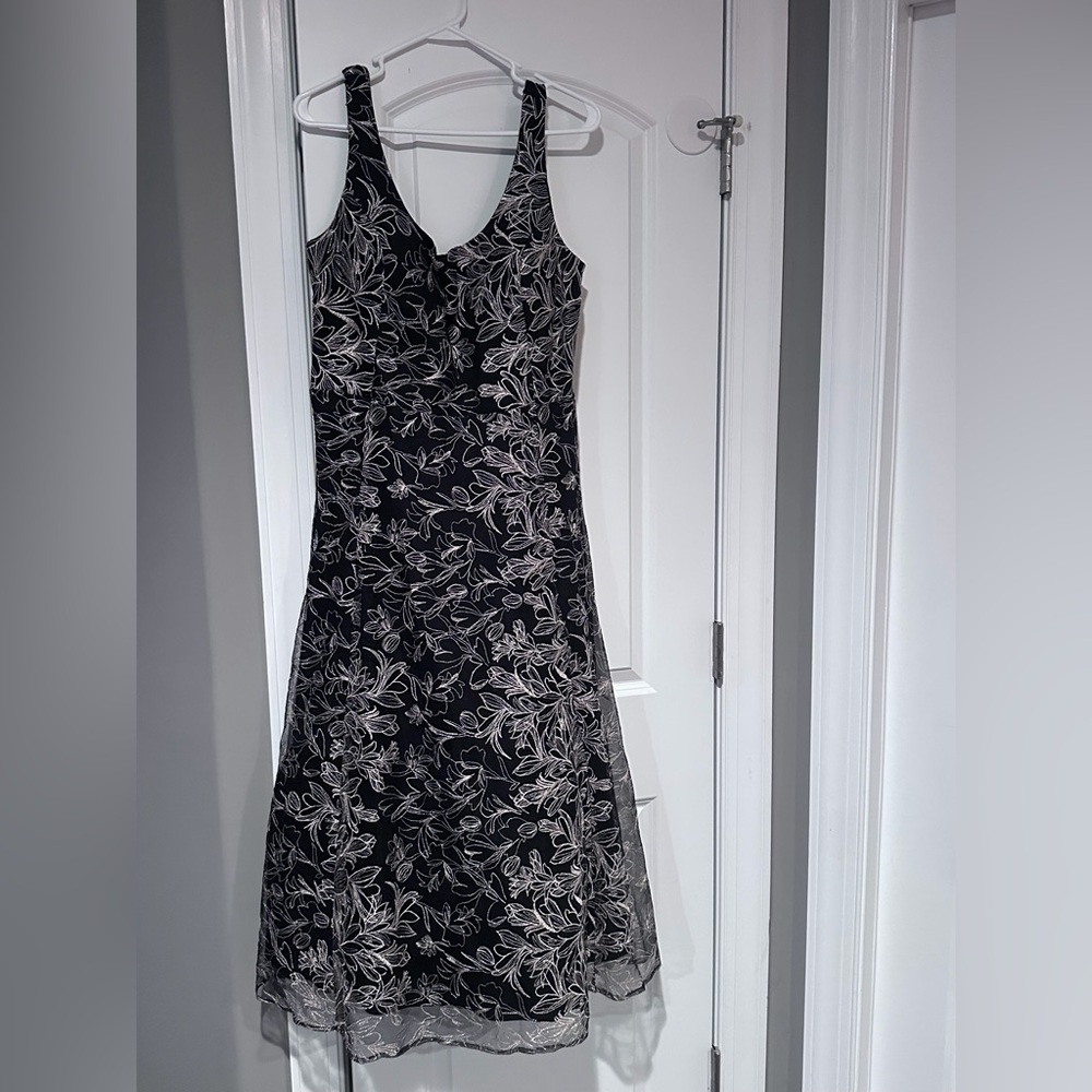 Maison Tara Black and Metallica Gold Thread Evening dress